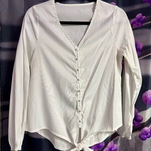 Long sleeve button up white blouse (small)
